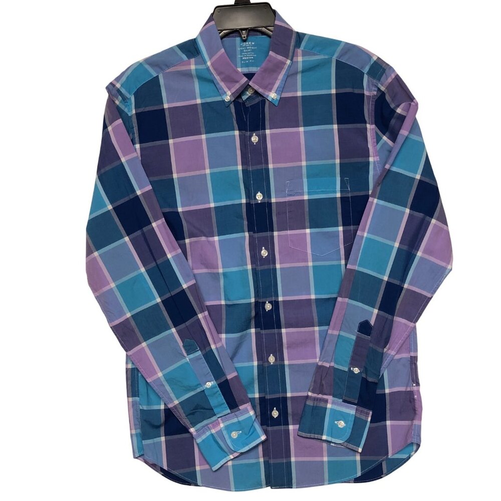 J.Crew Mens Lightweight Plaid Shirt Slim Fit‎ 100% Cotton MD